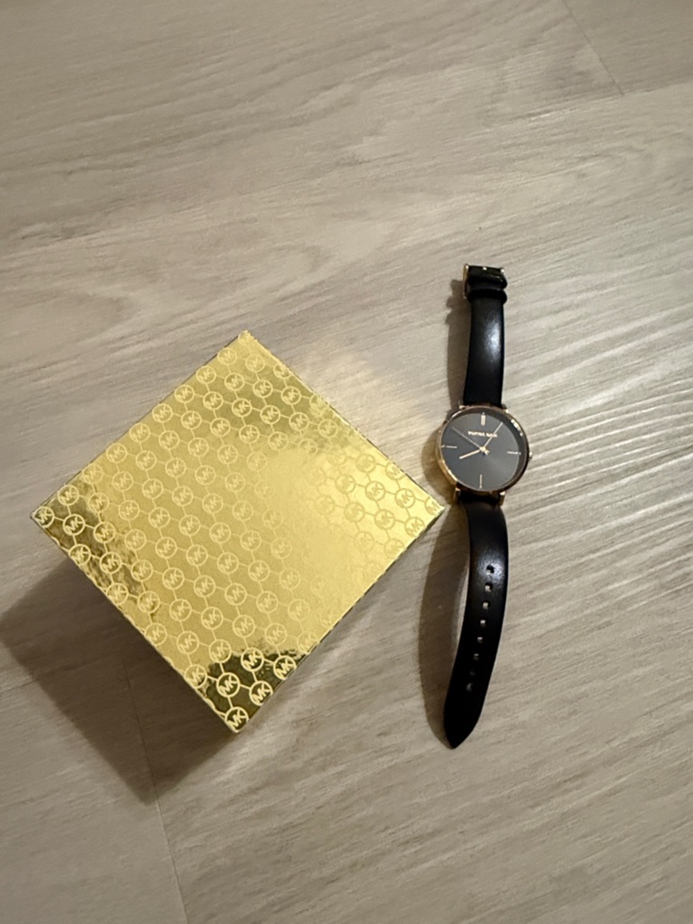 Michael Kors Black Dial Watch with Gold-Tone Case